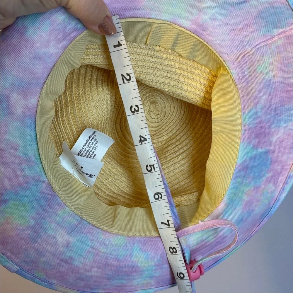 Tommy Bahama Kids Tie Dye Straw Wide Brim Sun Hat OS With Chin Strap